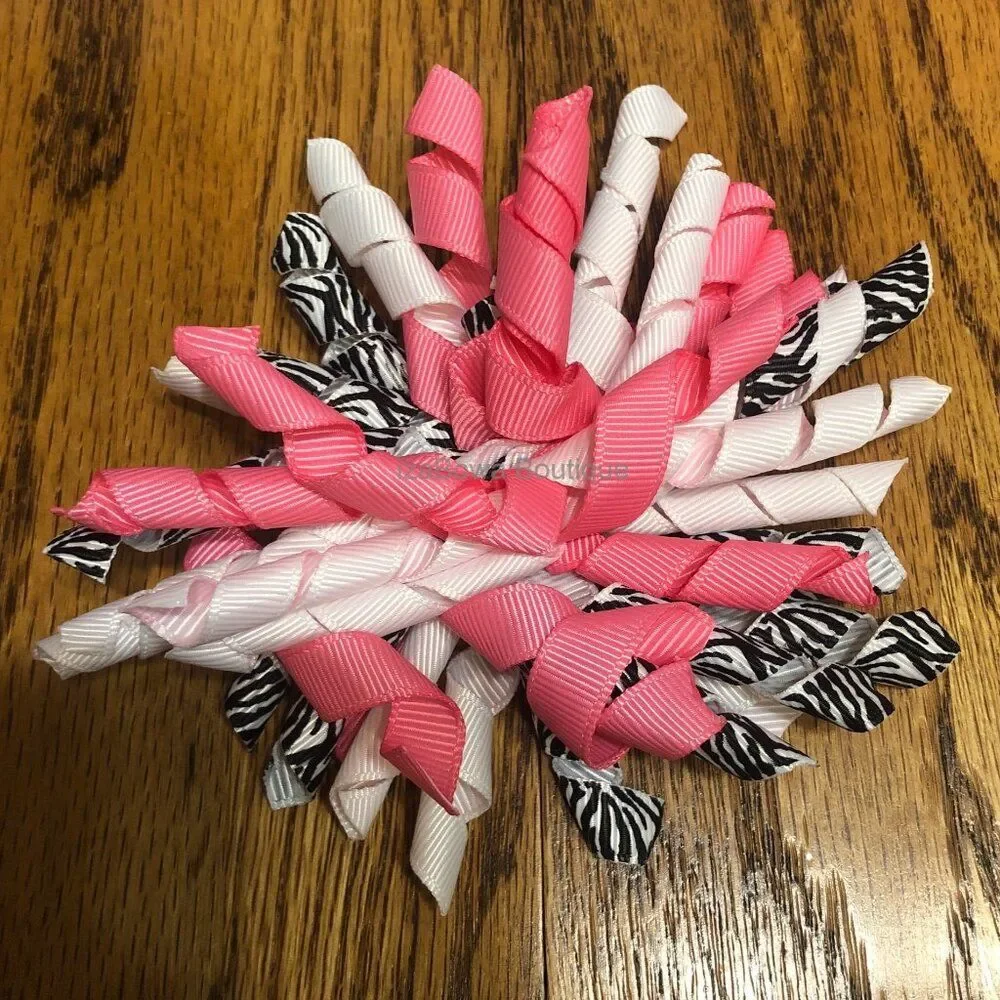 ***  Hot Pink Zebra  Korker Bow   4B2113  Handmade NWT Boutique